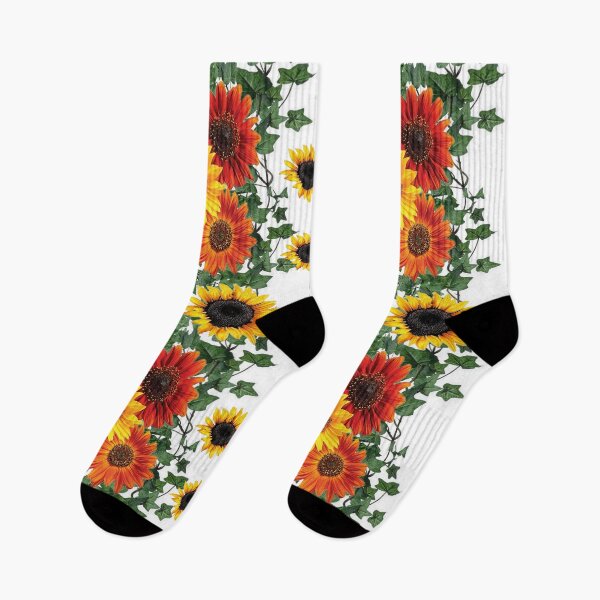 Item preview, SUNFLOWERS ENGLISH IVY VINES GARDEN PATTERN WHITE ART designed and sold by sharlesart.