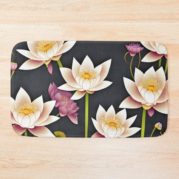 Item preview, Lotus Flower white pink with Black Background designed and sold by christineiris.