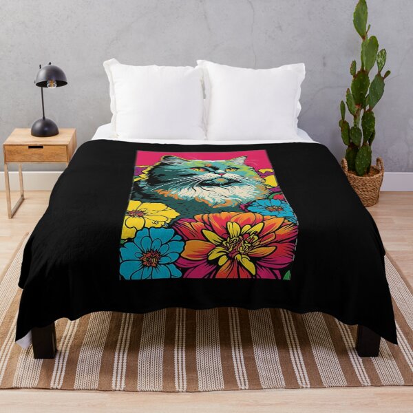 Item preview, Persian Cat Vibrant Tropical Flower Tall Retro Vintage Digital Pop Art Portrait 2 designed and sold by arthouseflunky.