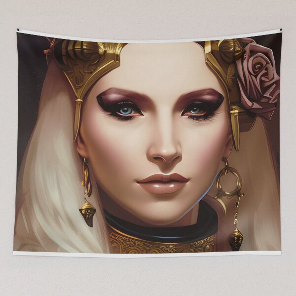 Item preview, Nordic Warrior Princess: A woman, adorned in gold wearing an ancient headdress and rose in her hair designed and sold by FigjamDesigns.