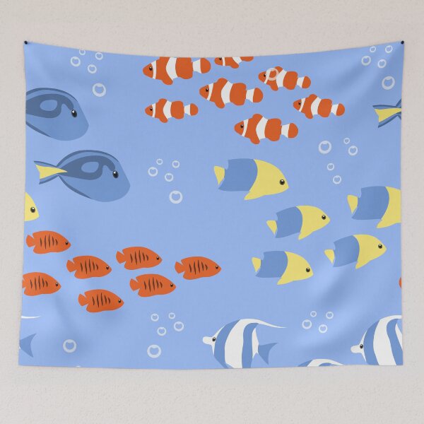 Item preview, Flocks of bright exotic fish designed and sold by ReflectedCrafts.