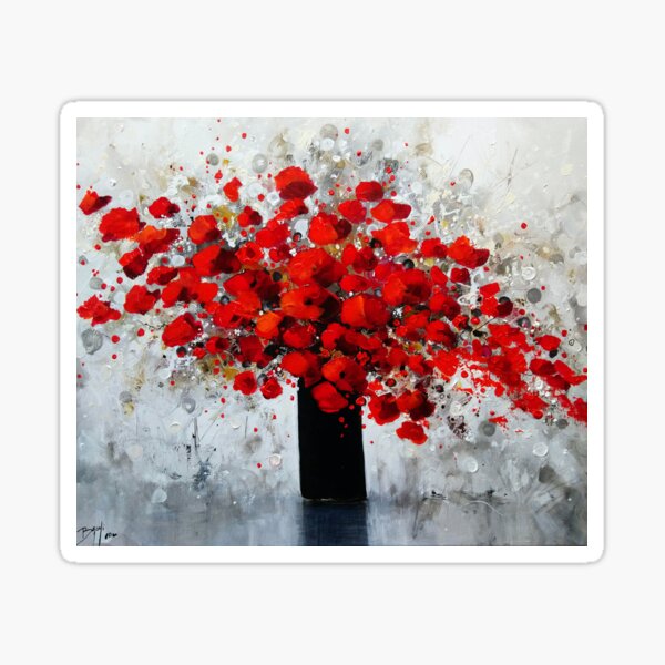 Item preview, Bouquet of red flowers in black vase designed and sold by Eric BRUNI.