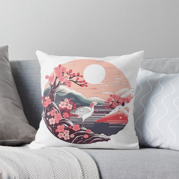 Item preview, Sakura Blossom on a Japanese Landscape, Sakura Bloom, Japanese Flower View designed and sold by TheAdhesiveNerd.