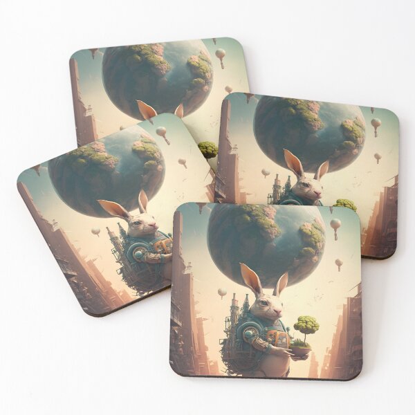 Item preview, Environmentalist Rabbit celebrating Earth Day - surrealist AI Generated Art designed and sold by Flowsaiartshop.