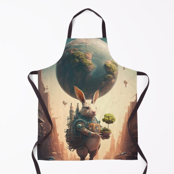Item preview, Environmentalist Rabbit celebrating Earth Day - surrealist AI Generated Art designed and sold by Flowsaiartshop.