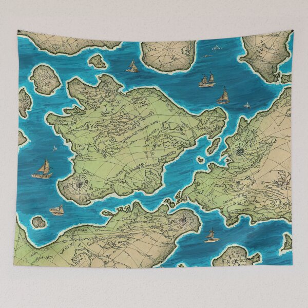 Item preview, Ancient Imaginary Map Illustration Throw Pillow designed and sold by Sowari-Pillows.