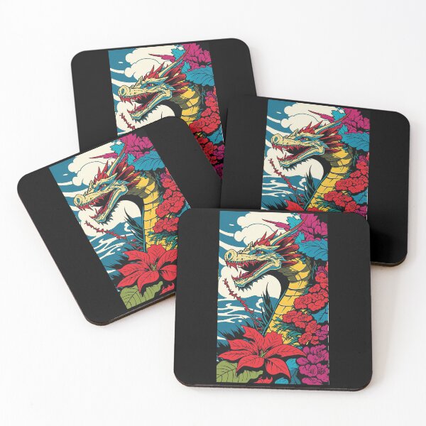 Item preview, Dragon Vibrant Tropical Flower Tall Retro Vintage Digital Pop Art Portrait  designed and sold by arthouseflunky.