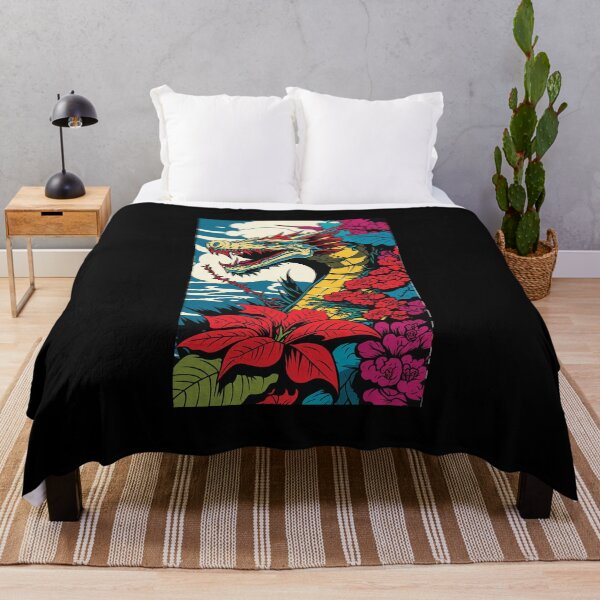 Item preview, Dragon Vibrant Tropical Flower Tall Retro Vintage Digital Pop Art Portrait  designed and sold by arthouseflunky.