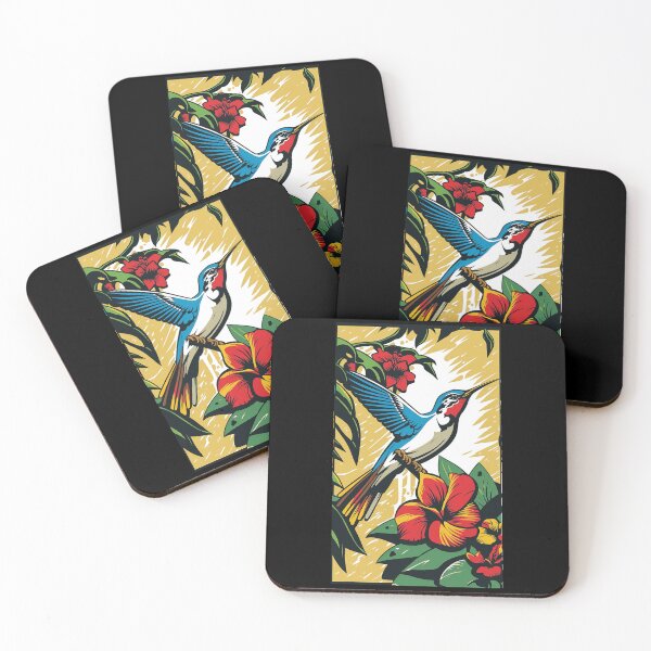Item preview, Hummingbird Vibrant Tropical Flower Tall Retro Vintage Digital Pop Art Portrait  designed and sold by arthouseflunky.