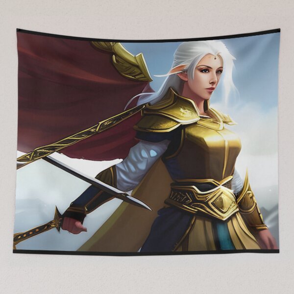 Item preview, Elven Warrior: An elven warrior standing upon a high mountain range ready for battle. designed and sold by FigjamDesigns.