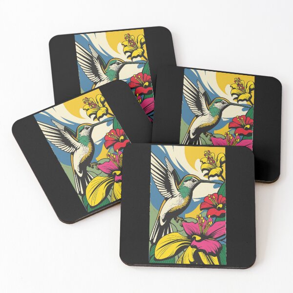 Item preview, Hummingbird Vibrant Tropical Flower Tall Retro Vintage Digital Pop Art Portrait 3 designed and sold by arthouseflunky.
