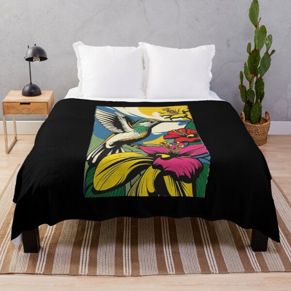 Item preview, Hummingbird Vibrant Tropical Flower Tall Retro Vintage Digital Pop Art Portrait 3 designed and sold by arthouseflunky.