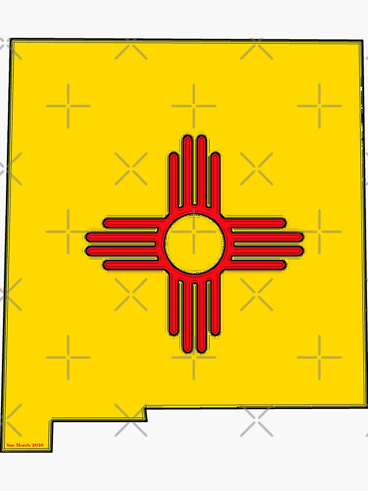 "New Mexico Map with New Mexican State Flag" Sticker for Sale by