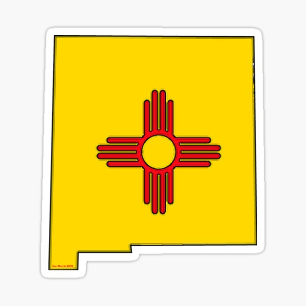 Simple ZIA Round Adobe border New Mexico NM state flag emblem sign sticker decal 