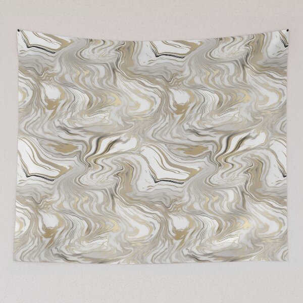 Item preview, Golden Marble Painted 3 - Elegant White and Gold Marbling - Handcrafted Home Decor Accent designed and sold by Shadi Rosenow.