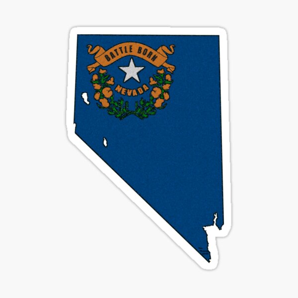 Nevada Map With Nevada State Flag Sticker