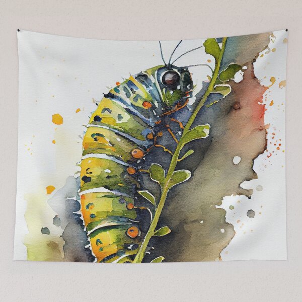 Item preview, Caterpillar watercolor art designed and sold by JBJart.