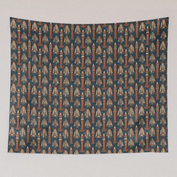 Item preview, Art Nouveau inspired Space Rockets Tiled Artwork #5 designed and sold by ArcStormDesigns.