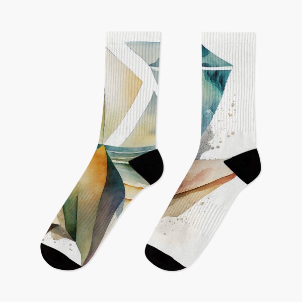 Item preview, beach geometric shapes watercolor designed and sold by shokA Design.