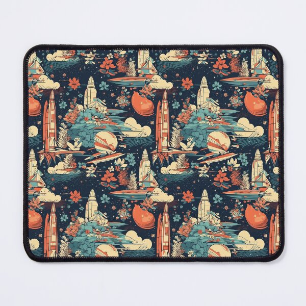 Item preview, Ukiyo-e Japanese inspired Space Rockets Tiled Artwork #2 designed and sold by ArcStormDesigns.