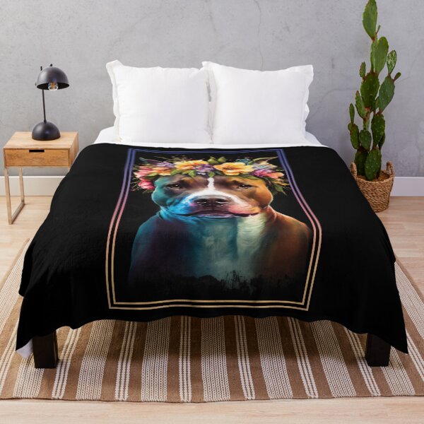 Item preview, American Staffordshire Terrier Pitbull Vibrant Tropical Flower Tall Digital Oil Painting Portrait  9 designed and sold by arthouseflunky.