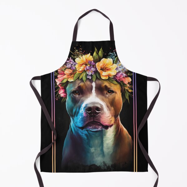 Item preview, American Staffordshire Terrier Pitbull Vibrant Tropical Flower Tall Digital Oil Painting Portrait 9 designed and sold by arthouseflunky.