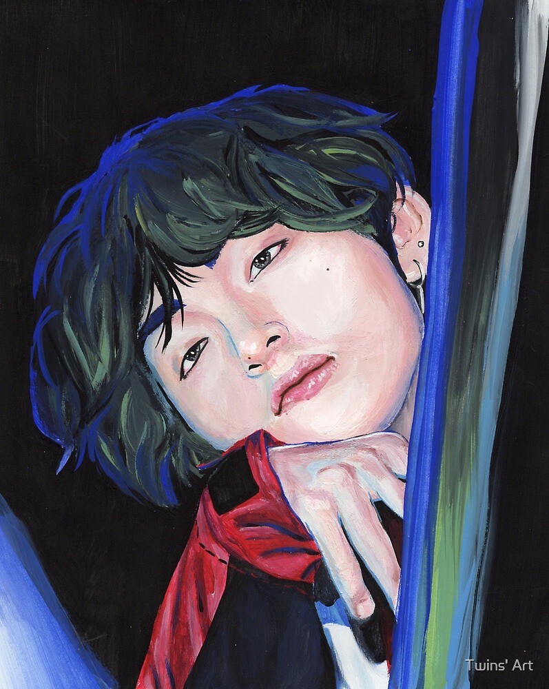 "V/Taehyung of BTS acrylic painting neon Love yourself" by Twins' Art | Redbubble