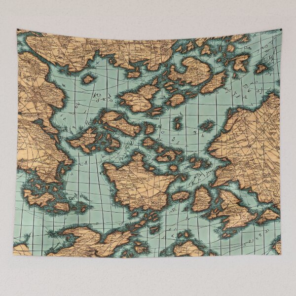 Item preview, Throw Pillow With An Ancient Imaginary Map Illustration designed and sold by Sowari-Pillows.