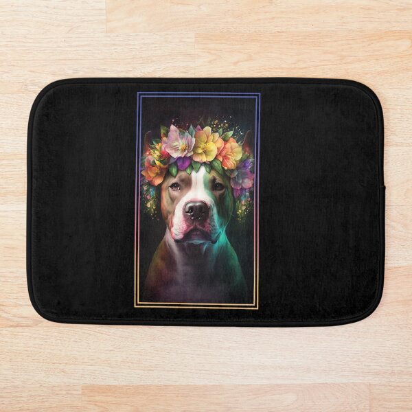 Item preview, American Staffordshire Terrier Pitbull Vibrant Tropical Flower Tall Digital Oil Painting Portrait  11 designed and sold by arthouseflunky.