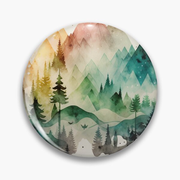 Item preview, mountain geometric shapes watercolor designed and sold by shokA Design.