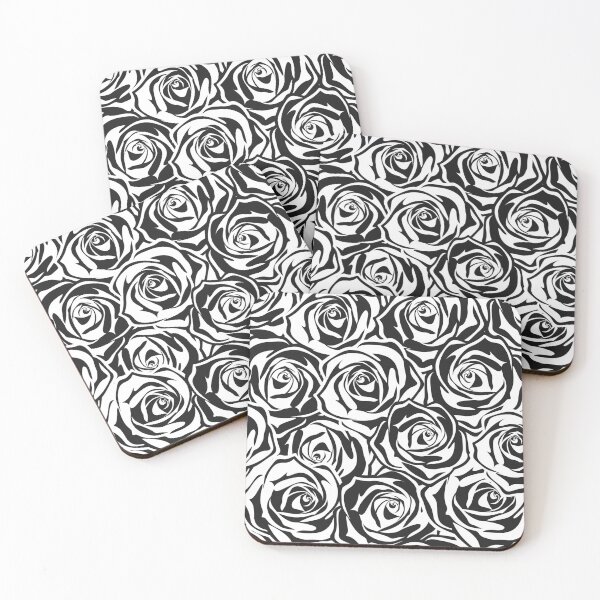 Item preview, Floral pattern with black and white roses designed and sold by Naddya.