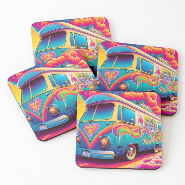 Item preview, Happy flower power woodstock rainbow car designed and sold by RK - Shop.
