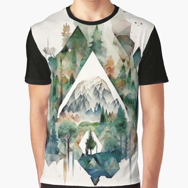 Item preview, mountain geometric shapes watercolor designed and sold by shokA Design.