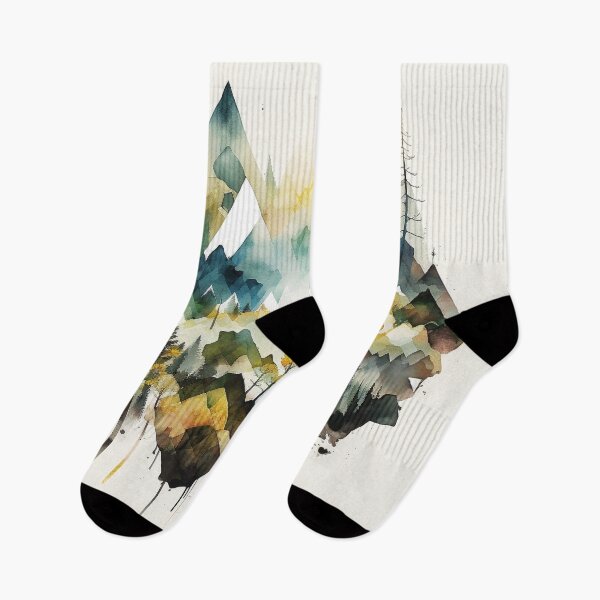 Item preview, mountain geometric shapes watercolor designed and sold by shokA Design.