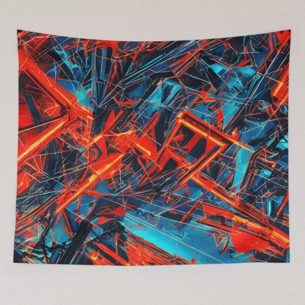 Item preview, Red and blue abstract designed and sold by The Bubble 1307.