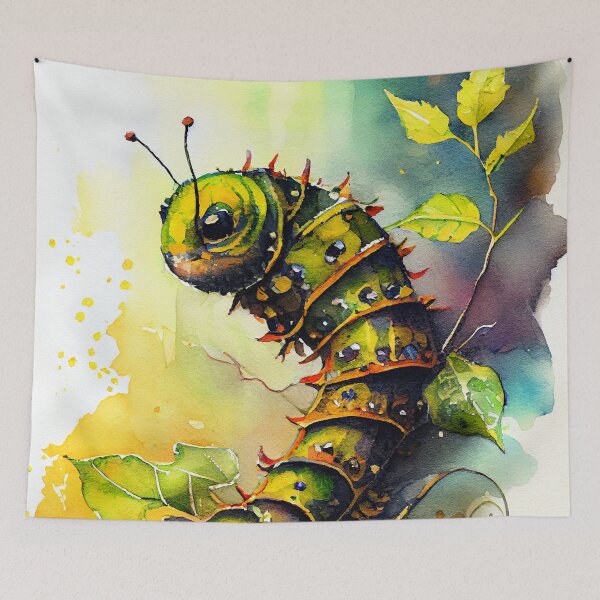 Item preview, Caterpillar watercolor art designed and sold by JBJart.