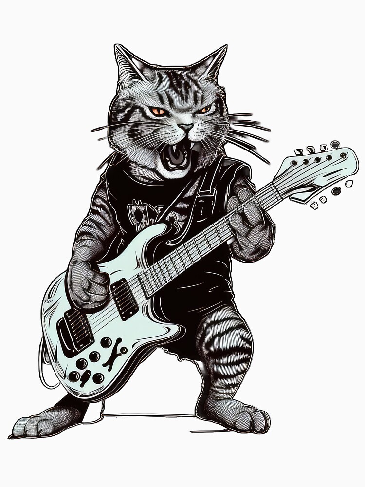 cat playing guitar shirt