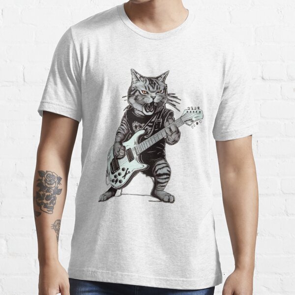 Double Bass Player Cat T-Shirt Charcoal-Black Triblend / 4XL