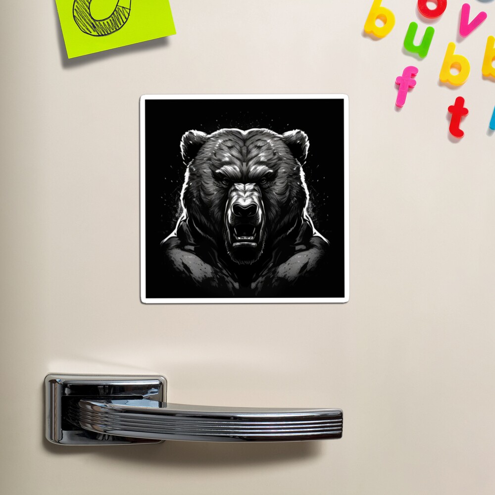 Menacing Grizzly Magnet for Sale by Sisbam