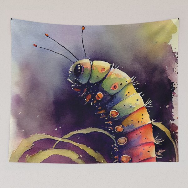 Item preview, Caterpillar watercolor art designed and sold by JBJart.