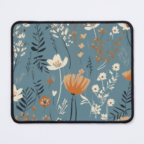 Item preview, Vintage flowers blue pattern designed and sold by PolarInk.