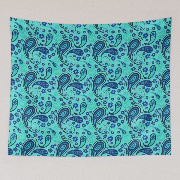 Aperçu de l'œuvre Printemps Paisley en bleu créée et vendue par PetleyPatterns.
