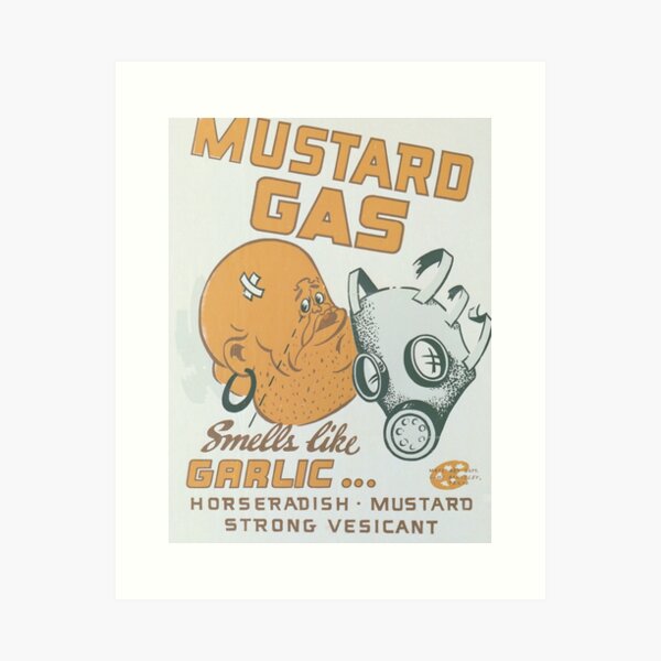 Vista previa del artículo con la obra «Cartel vintage - Gas mostaza», diseñado y vendido por mosfunky.