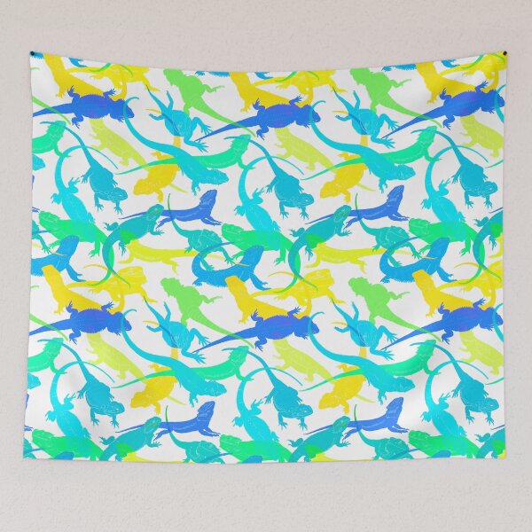 Item preview, Blue, Green, Teal, and yellow Bearded Dragon pattern  designed and sold by saint-shores.