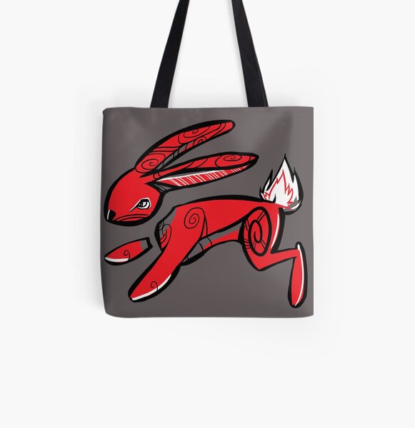 Red Rabbit All Over Print Tote Bag