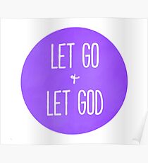 Let Go and Let God - Christian Typography Purple Version Poster