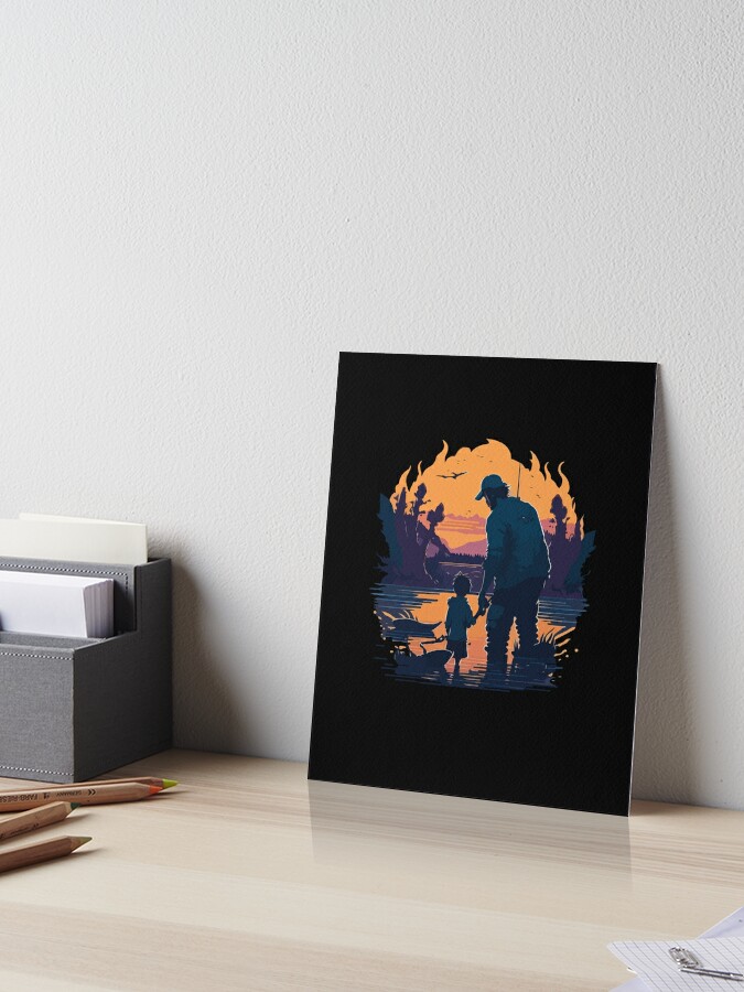 Dad and son fishing Art Board Print for Sale by AtifarSM
