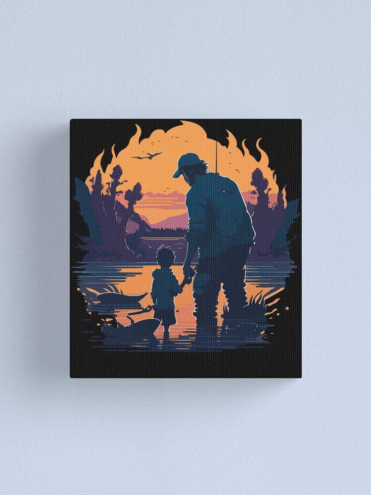 Dad and son fishing Canvas Print for Sale by AtifarSM