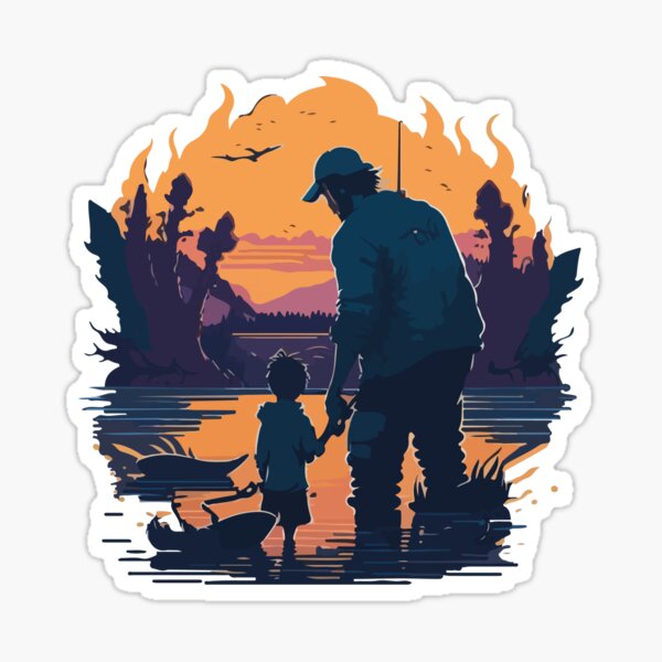 Dad Son Fishing Matching, Fishing, Father And Son T-shirt  Sticker for  Sale by Mouadox