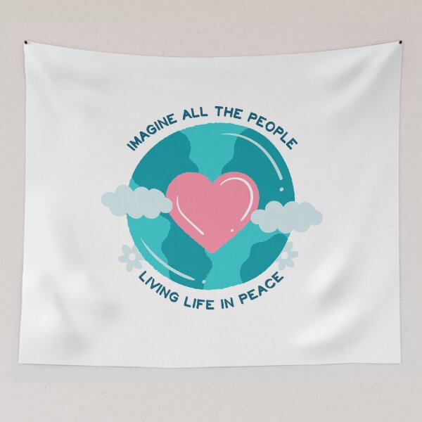 Item preview, Imagine All The People Living Life In Peace Motivation Quotes by John Lennon - Green designed and sold by CataRedBubble.